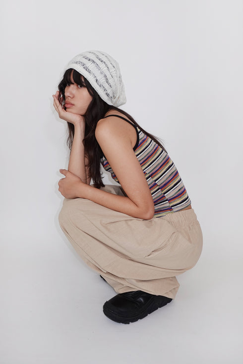 【RESTOCK】LINEN WIDE CARGO PANTS -SAND-